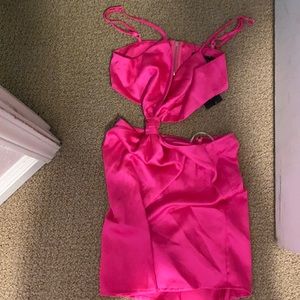 Hot pink white fox botique dress, size small, super cute, tags on!